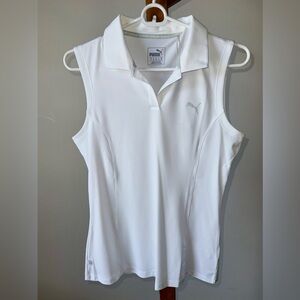 Puma Women’s Pounce Sleeveless Golf Polo Shirt Bright White Size Small NWT